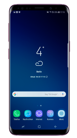 Apps auf Galaxy S9 plus verwalten, Menü-Taste auf Startbildschirm
