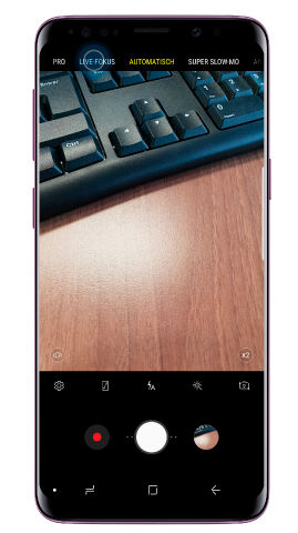 Live-Fokus des Samsung Galaxy S9 plus, Live-Fokus aus Liste der Aufnahmemodi auswaehlen