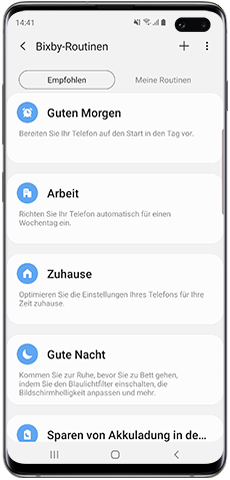 Liste der empfohlenen Routinen