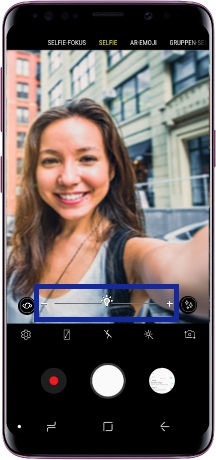 Selfie mit Galaxy S9/S9+ aufnehmen, Beleuchtung regulieren