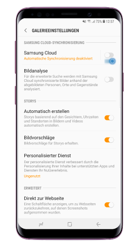 Synchronisierung mit Samsung Cloud auf dem Galaxy S9 plus aktivieren