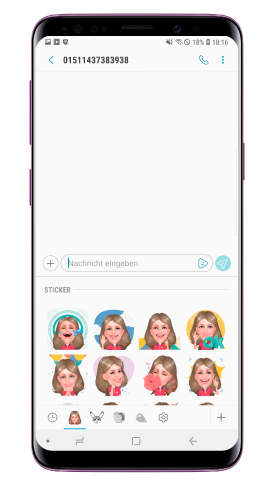 My Emoji des Galaxy S9 plus, in Nachricht einfuegen