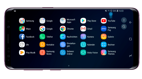 Galaxy S9 plus im Querformatmodus verwenden