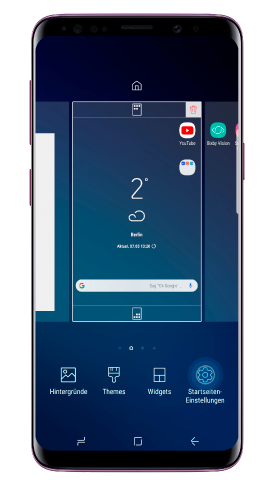 Galaxy S9 plus im Querformatmodus verwenden, Startseiten-Einstellungen