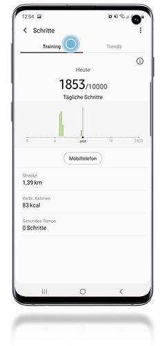 Schrittzähler Training aufrufen