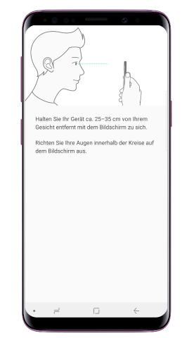 Intelligenter Scan des Galaxy S9 plus, Iris scannen