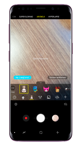 Live Sticker des Galaxy S9, My Emoji auswaehlen