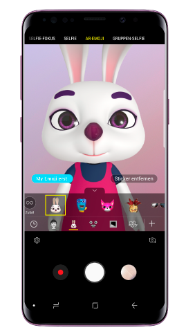 Live Sticker des Galaxy S9, Sticker auswaehlen