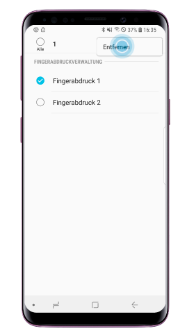 Fingerabdruck-Scanner des Galaxy S9/S9 plus, Fingerabdruck entfernen