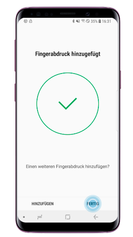 Fingerabdruck-Scanner des Galaxy S9/S9 plus, fertig