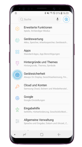 Galaxay S9/S9+ mit Fingerabdruck entsperren, Geraetesicherheit