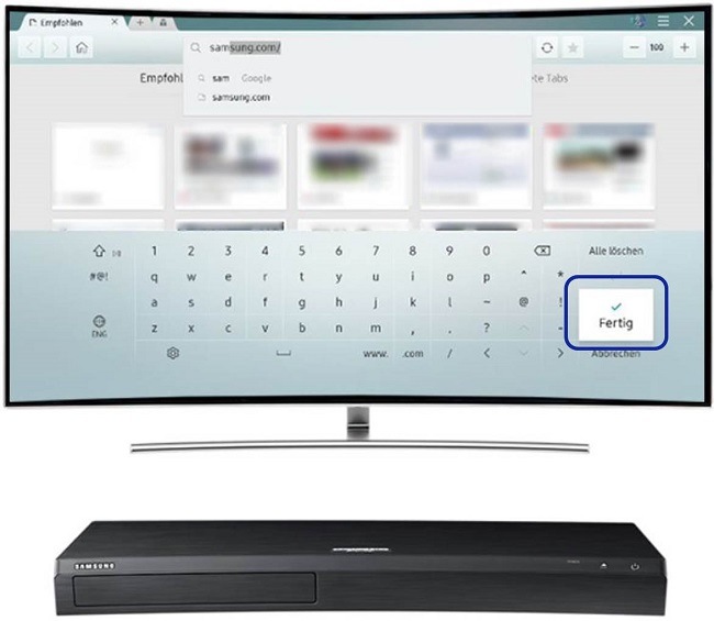 Samsung UBD-M9500 Webseite aufrufen.