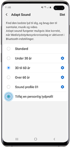 Tryk på Tilføj en personlig lydprofil
