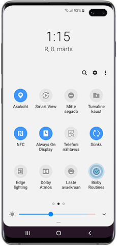 Bixby Routinesi sisselülitamiseks koputage selle ikoonile