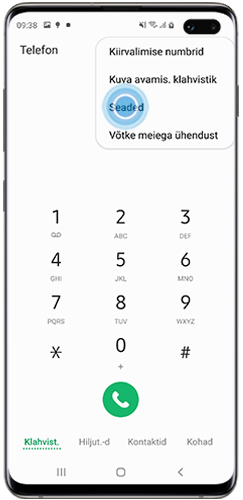 Koputage seadme Galaxy S10+ valikule „Seaded“