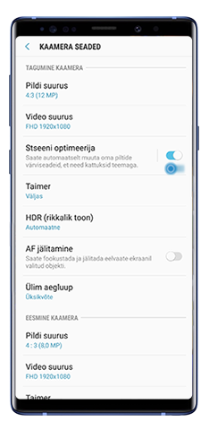 Stseenide optimeerija välja lülitamine