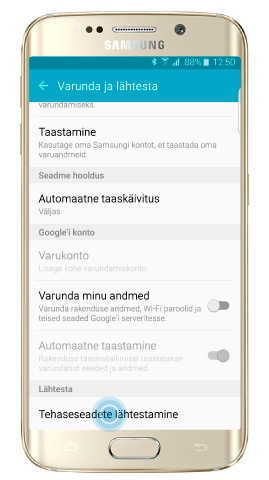 Tehaseseadete lähtestamine