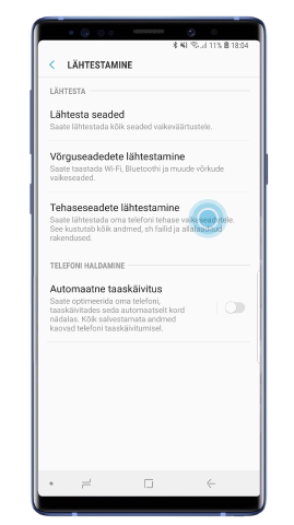 Valiga „Yes“ (Jah) ja vajutage Toitenuppu