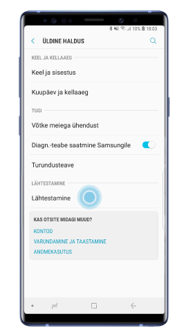 Valige „Wipe data/factory reset (Andmete kustutamine / tehaseseadete lähtestamine)“ ja vajutage Toitenuppu