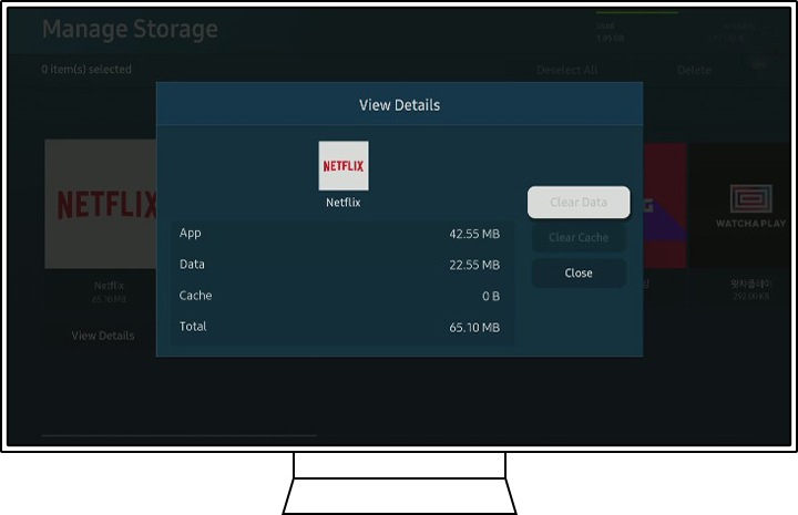 QLED Device Care salvestusruumi üksikasjade vaade