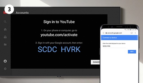 3. samm. Mine oma mobiilis või arvutis aadressile youtube.com/activate, ja kui küsitakse aktiveerimiskoodi, siis sisesta see.