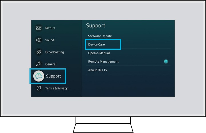 قائمة صوت إعدادات QLED Device Care