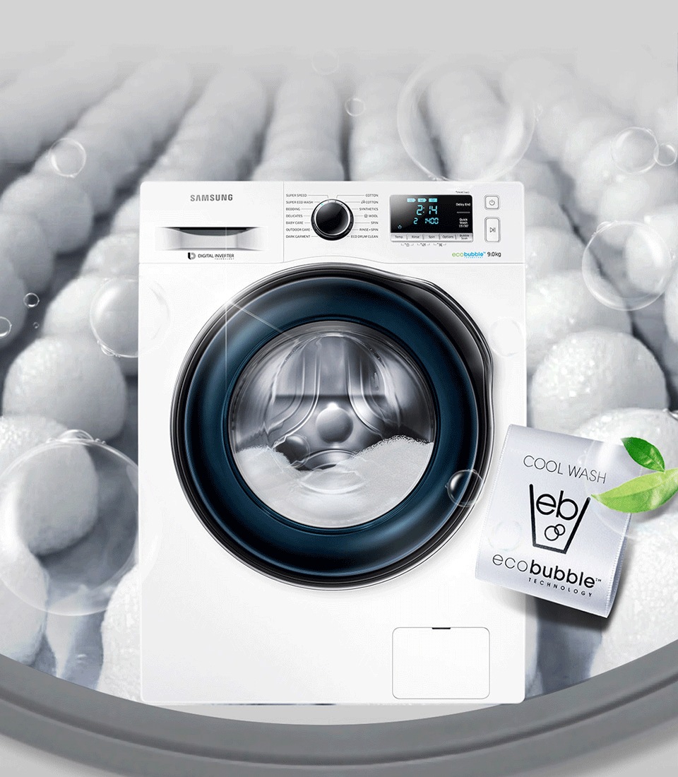 Lavadora Samsung EcoBubble tecnología de burbujas lavado en frío