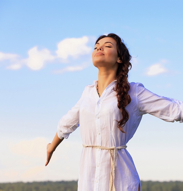 woman enjoying healthier air