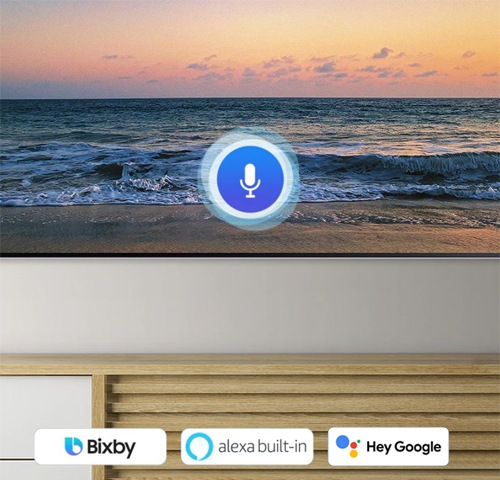 Accede a tu contenido favorito a través de los asistentes de voz integrados en tu televisor: Google Assistant, Bixby y Alexa.