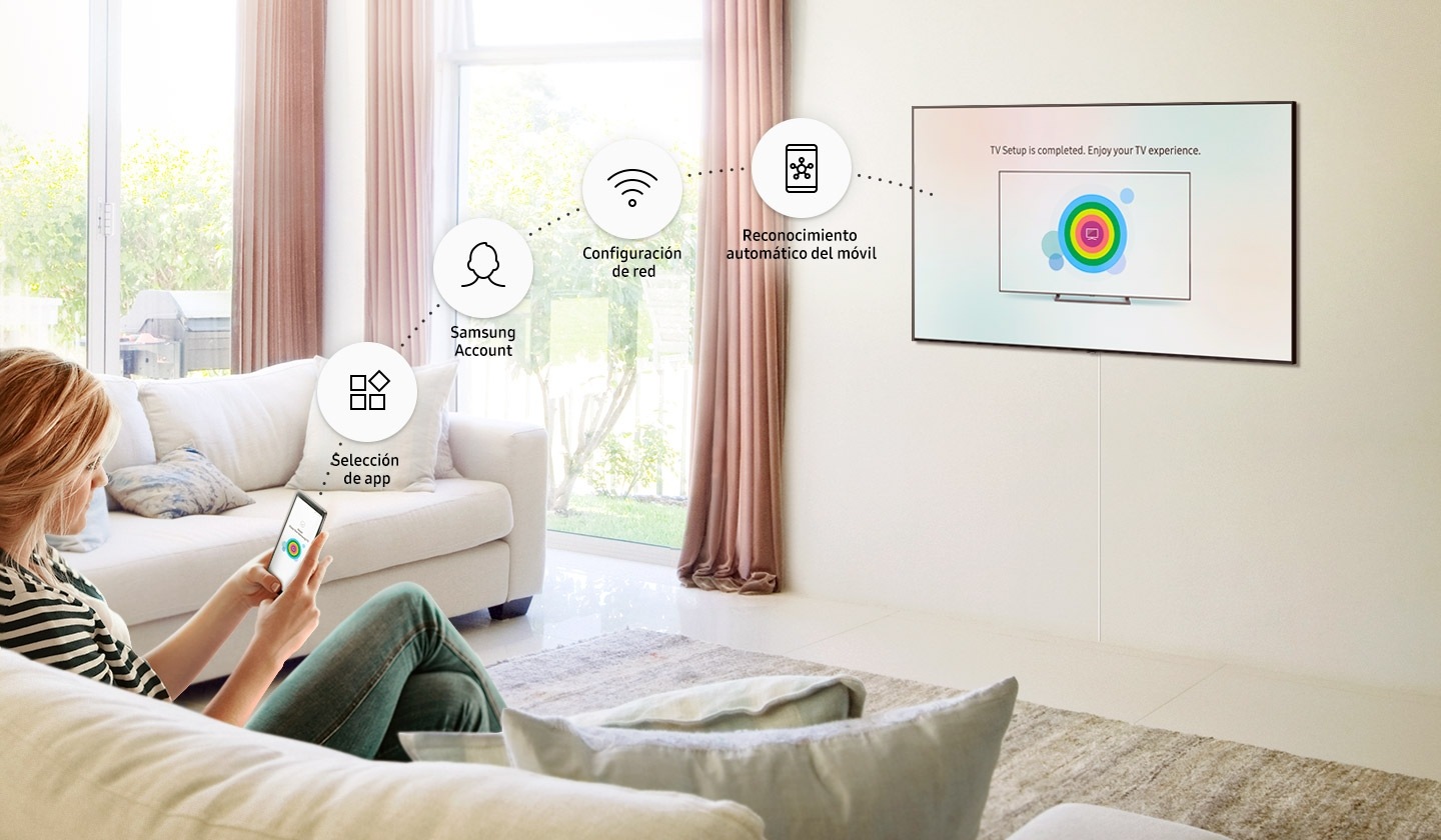 Deja tu Smart TV* configurada desde tu propio smartphone gracias a un sencillo proceso. La mayoría de los pasos se hacen de forma automática utilizando la información de tu propio teléfono.