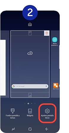 Tocamos en Ajustes pantalla Inicio