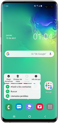 Al pulsar el icono aparece un menú con opciones