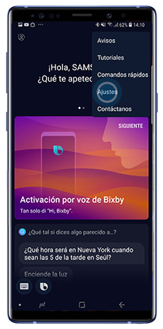 Selecciona Ajustes en menú