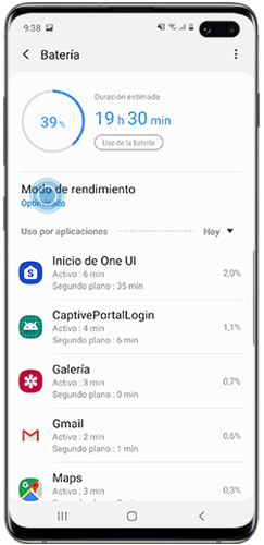 Pulsa Modo de batería