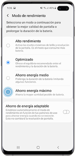Elige Ahorro energía máximo