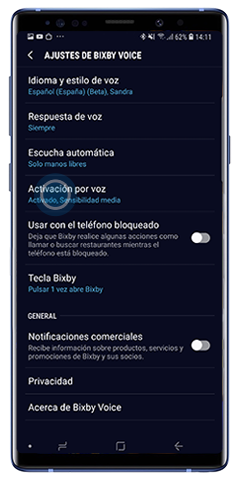 Función “Activar con, Hi Bixby”