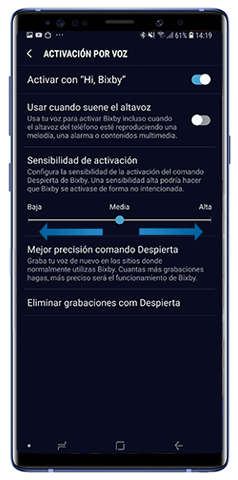 Modificar la sensibilidad de activación