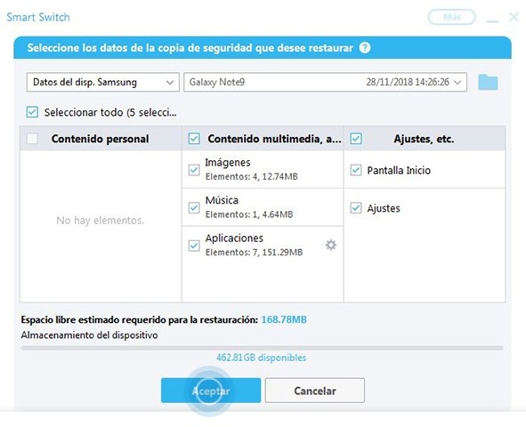 Selecciona los datos y pulsa aceptar