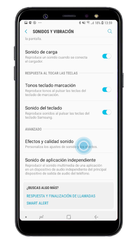 Menú de Efectos y calidad de sonido