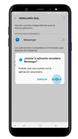 Confirmación de la instalación de la app