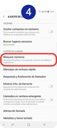 Presionamos sobre "Bloquear números"