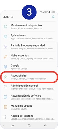 Nos desplazamos hacia la parte inferior de la pantalla y tocamos en “Accesibilidad”