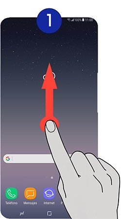 Accedemos a las aplicaciones deslizando un dedo sobre la pantalla hacia arriba o hacia abajo