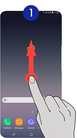 Accedemos a las aplicaciones deslizando un dedo sobre la pantalla hacia arriba o hacia abajo