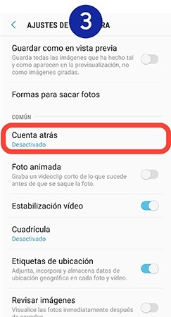 Bajamos hasta la opción Cuenta atrás