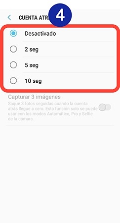 Pinchamos sobre los segundos que deseemos que dure la cuenta atrás