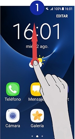 Deslizamos el dedo desde la parte superior de la pantalla hacia abajo