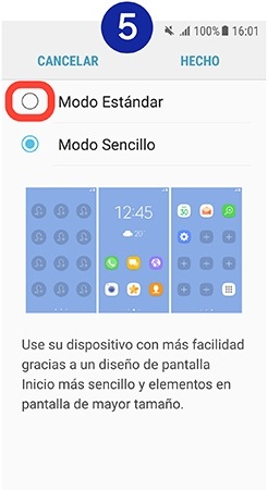Pinchamos sobre “Modo Estándar”