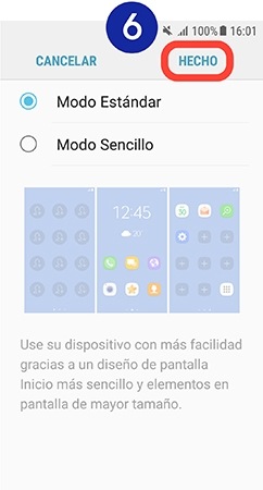 Apretamos en “Hecho” para volver al Modo Estándar