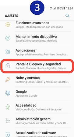 Pantalla Bloqueo y seguridad
